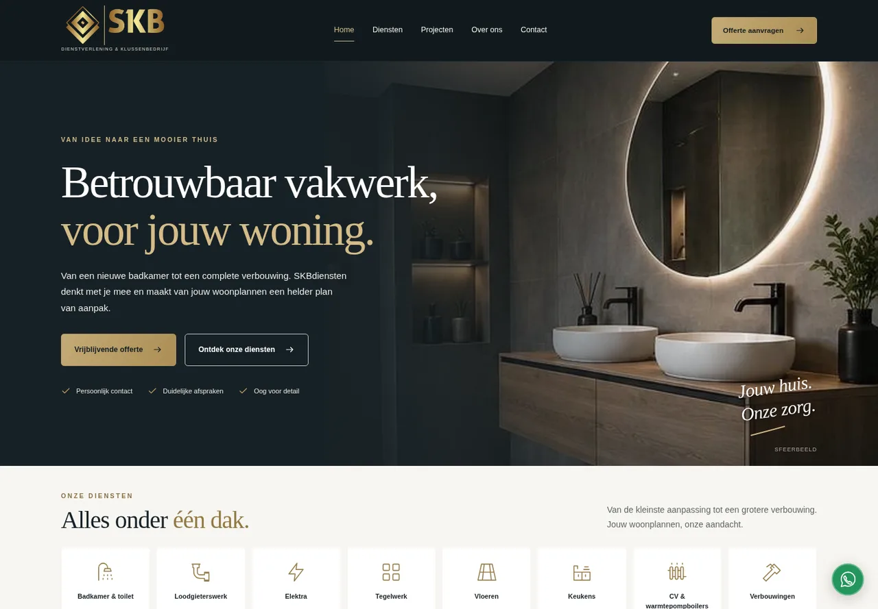 Screenshot van de website SKB Diensten